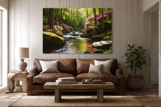 Morning Bloom – Mountain Stream Canvas Art Print - Canvas