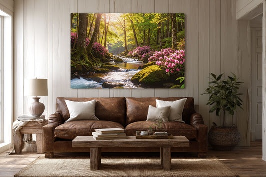 Golden Brook – Blue Ridge Mountain Stream Canvas Art Print - Canvas